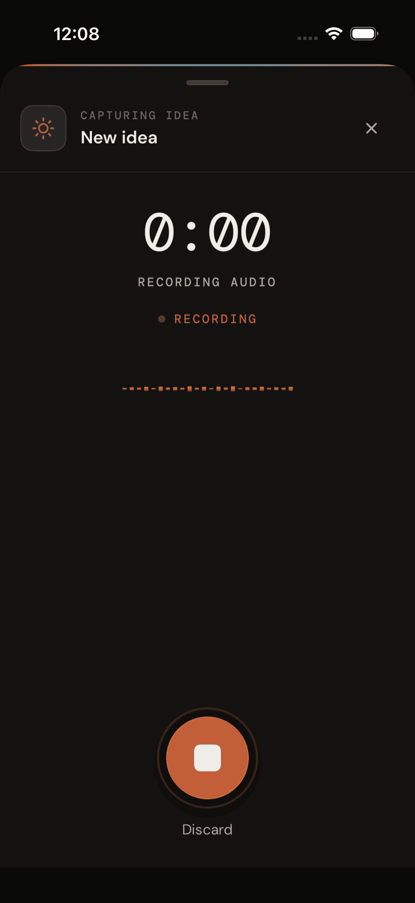 Idea capture flow, mid-recording