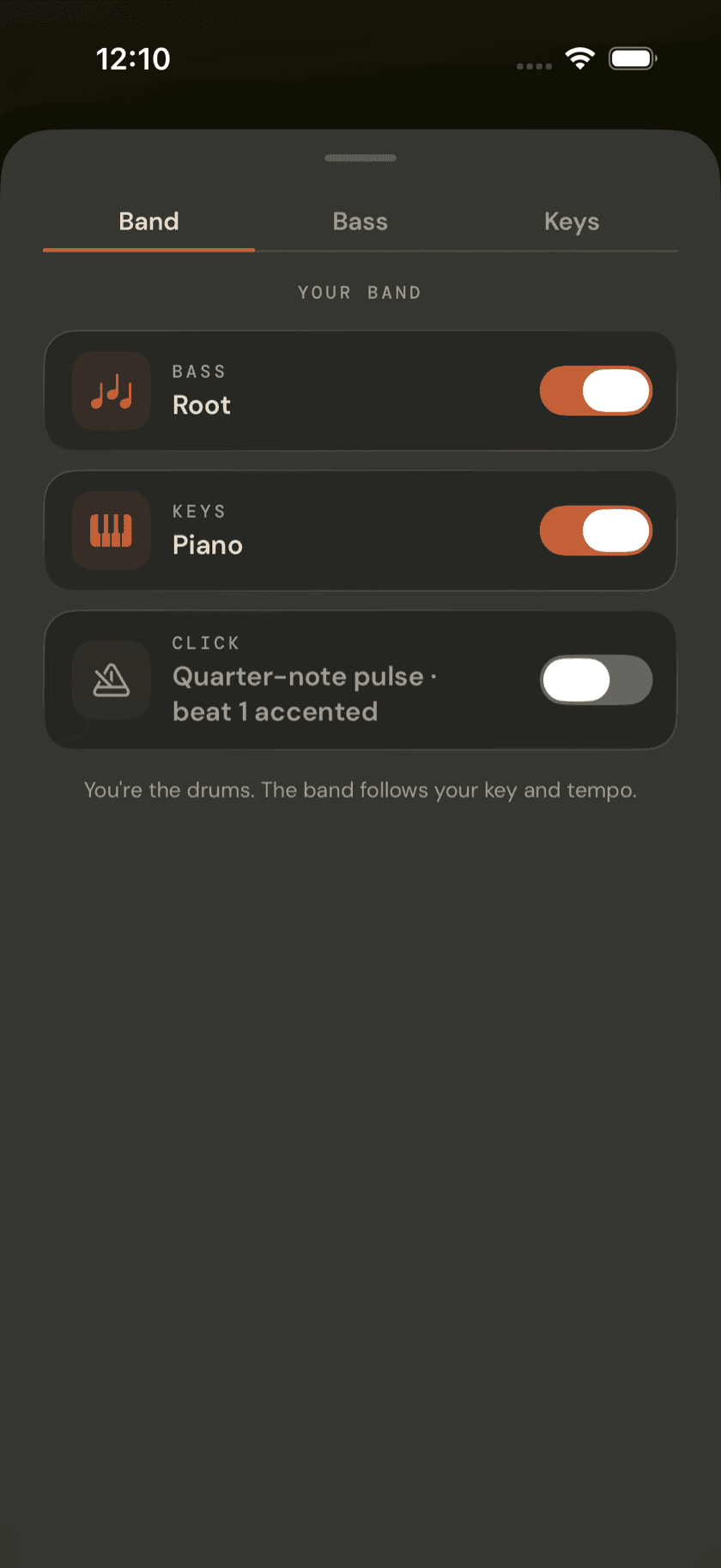 Jam band editor, Bass tab