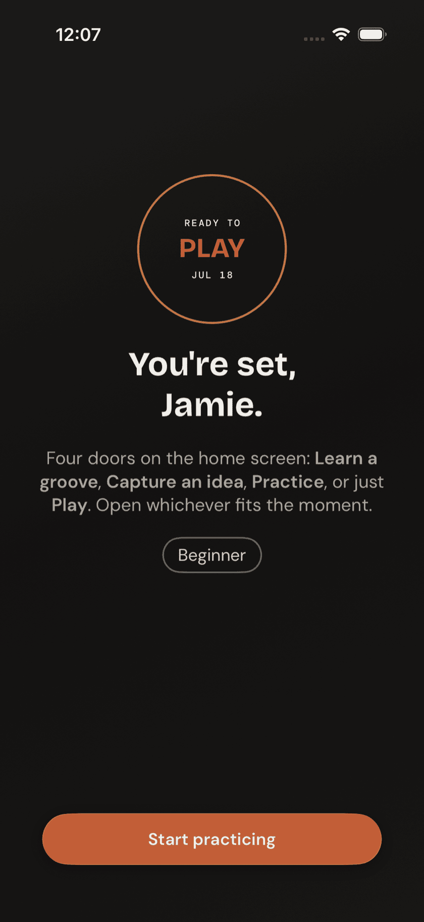 Onboarding Done screen